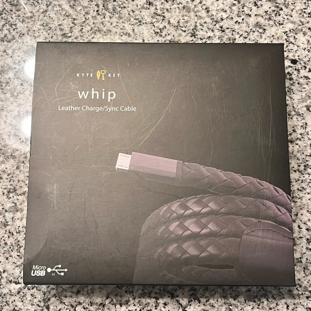 Kyte Key Whip 1 Meter long leather Charge Sync Cable Micro USB Valet Tray